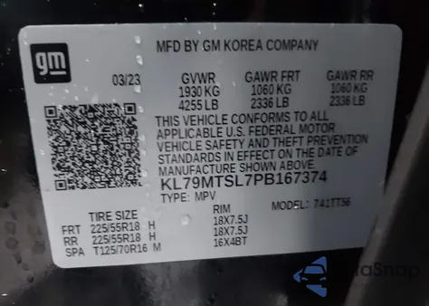 2023 Chevrolet Trailblazer Fwd Rs from USA, damaged, VIN KL79MTSL7PB167374